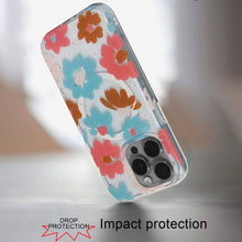 For iPhone 15 Case Premium Magnetic Circle Floral Print Cover + 2 Tempered Glass