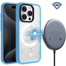 For iPhone 15 PLUS Case Magnet Charging Iridescent Spot Cover + 2 Tempered Glass