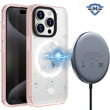 For iPhone 15 PLUS Case Magnet Charging Iridescent Spot Cover + 2 Tempered Glass