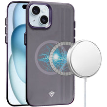 For iPhone 15 Case Magnetic Circle Frosted Cover Raised Bezel + 2 Tempered Glass