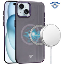 For iPhone 15 Case Magnetic Circle Frosted Cover Raised Bezel + 2 Tempered Glass