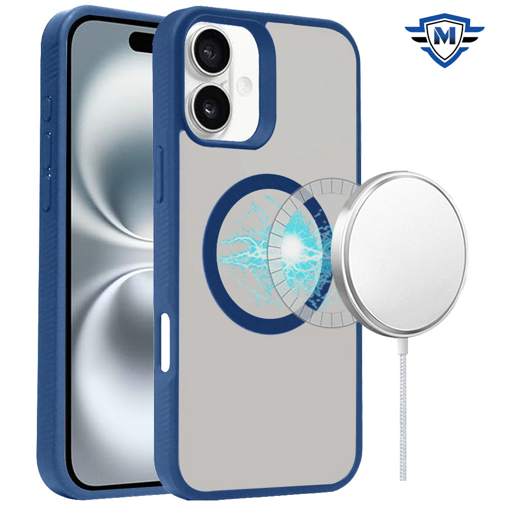 For iPhone 16 6.1inch Case Rugged Magnetic Circle Smooth-Touch + Tempered Glass