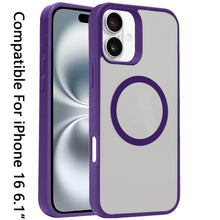 For iPhone 16 6.1inch Case Rugged Magnetic Circle Smooth-Touch + Tempered Glass