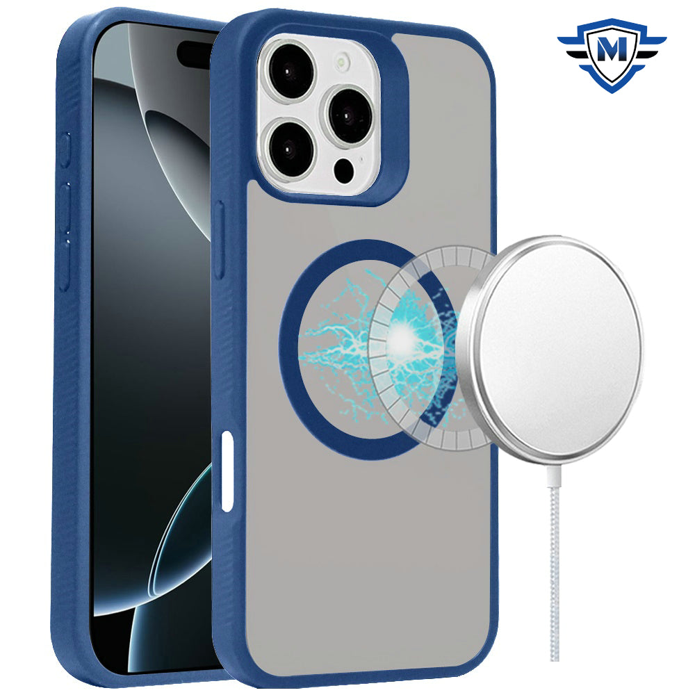 For iPhone 16 Pro 6.3in Case Rugged Magnetic Circle Smooth-Touch +Tempered Glass