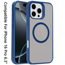 For iPhone 16 Pro 6.3in Case Rugged Magnetic Circle Smooth-Touch +Tempered Glass