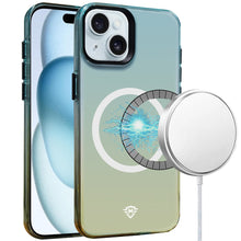 For iPhone 15 Case Magnetic Circle Gradient Color Phone Cover + 2 Tempered Glass