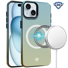 For iPhone 15 Case Magnetic Circle Gradient Color Phone Cover + 2 Tempered Glass