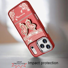 For iPhone 17 Pro Max Case 3D Butterfly Bling Charm Stand Cover + Tempered Glass