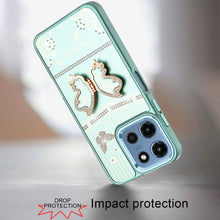 For Moto G 2025 Case 3D Butterfly Bling Charm Stand Phone Cover + Tempered Glass
