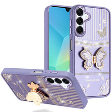 For Samsung A16 5G Case 3D Butterfly Bling Charm Stand Cover + Tempered Glass