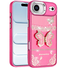 For iPhone Air Case w/ 3D Butterfly Bling Charm and Stand Cover + Tempered Glass