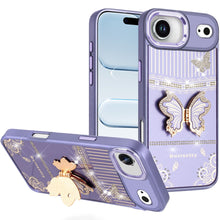 For iPhone Air Case w/ 3D Butterfly Bling Charm and Stand Cover + Tempered Glass
