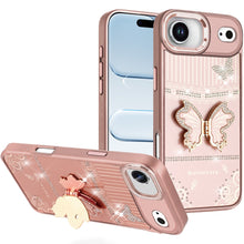 For iPhone Air Case w/ 3D Butterfly Bling Charm and Stand Cover + Tempered Glass