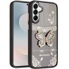 For Samsung S26+ Plus 3D Butterfly Bling Charm Stand Phone Cover +Tempered Glass