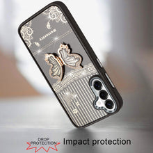For Samsung S26+ Plus 3D Butterfly Bling Charm Stand Phone Cover +Tempered Glass