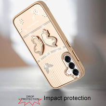 For Samsung S26+ Plus 3D Butterfly Bling Charm Stand Phone Cover +Tempered Glass
