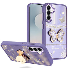 For Samsung S26+ Plus 3D Butterfly Bling Charm Stand Phone Cover +Tempered Glass