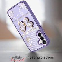 For Samsung S26+ Plus 3D Butterfly Bling Charm Stand Phone Cover +Tempered Glass