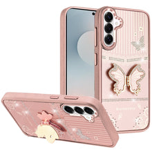 For Samsung S26+ Plus 3D Butterfly Bling Charm Stand Phone Cover +Tempered Glass