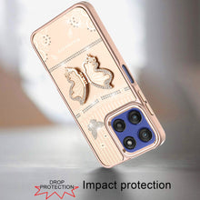 For Moto G Stylus 2025 Case 3D Butterfly Bling Charm with Stand + Tempered Glass