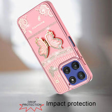 For Moto G Stylus 2025 Case 3D Butterfly Bling Charm with Stand + Tempered Glass