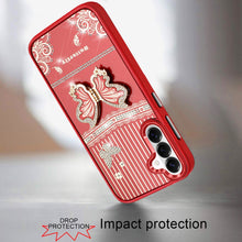 For Samsung S26 6.3" 3D Butterfly Bling Charm Stand Phone Cover + Tempered Glass