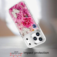 For iPhone 17 Pro Max Case Epoxy Glitter 3D Beaded Butterflies + Tempered Glass