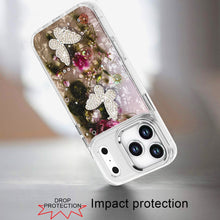 For iPhone 17 PRO Case Epoxy Glitter with 3D Beaded Butterflies + Tempered Glass