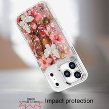 For iPhone 17 PRO Case Epoxy Glitter with 3D Beaded Butterflies + Tempered Glass