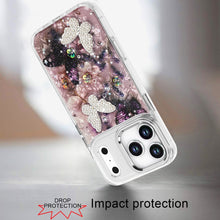For iPhone 17 PRO Case Epoxy Glitter with 3D Beaded Butterflies + Tempered Glass