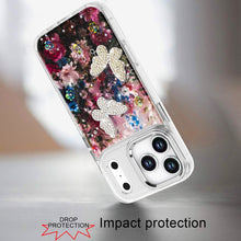 For iPhone 17 PRO Case Epoxy Glitter with 3D Beaded Butterflies + Tempered Glass