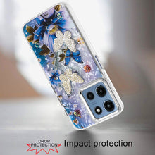 For Moto G 2025 Case Epoxy Glitter w/ 3D Beaded Butterflies + Tempered Glass