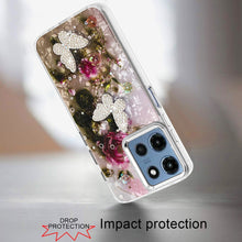 For Moto G 2025 Case Epoxy Glitter w/ 3D Beaded Butterflies + Tempered Glass
