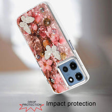 For Moto G 2025 Case Epoxy Glitter w/ 3D Beaded Butterflies + Tempered Glass