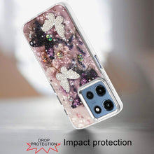 For Moto G 2025 Case Epoxy Glitter w/ 3D Beaded Butterflies + Tempered Glass
