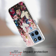 For Moto G 2025 Case Epoxy Glitter w/ 3D Beaded Butterflies + Tempered Glass
