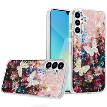 For Samsung A16 5G Case Epoxy Glitter w/ 3D Beaded Butterflies + Tempered Glass