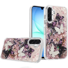 For Samsung A17 5G Case Epoxy Glitter w/ 3D Beaded Butterflies + Tempered Glass