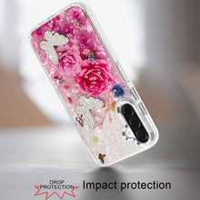 For Samsung A17 5G Case Epoxy Glitter w/ 3D Beaded Butterflies + Tempered Glass