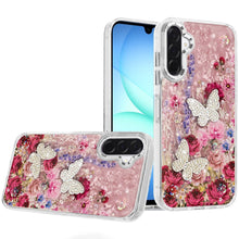 For Samsung A17 5G Case Epoxy Glitter w/ 3D Beaded Butterflies + Tempered Glass