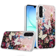 For Samsung A17 5G Case Epoxy Glitter w/ 3D Beaded Butterflies + Tempered Glass