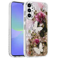 For Samsung A36 Case Epoxy Glitter with 3D Beaded Butterflies + Tempered Glass