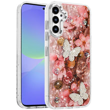 For Samsung A36 Case Epoxy Glitter with 3D Beaded Butterflies + Tempered Glass