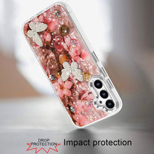 For Samsung A36 Case Epoxy Glitter with 3D Beaded Butterflies + Tempered Glass