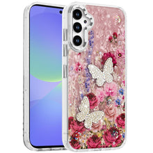 For Samsung A36 Case Epoxy Glitter with 3D Beaded Butterflies + Tempered Glass