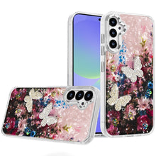 For Samsung A36 Case Epoxy Glitter with 3D Beaded Butterflies + Tempered Glass