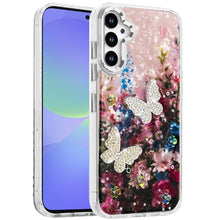 For Samsung A36 Case Epoxy Glitter with 3D Beaded Butterflies + Tempered Glass
