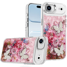 For iPhone Air Case Epoxy Glitter with 3D Beaded Butterflies + Tempered Glass