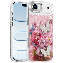 For iPhone Air Case Epoxy Glitter with 3D Beaded Butterflies + Tempered Glass