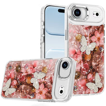 For iPhone Air Case Epoxy Glitter with 3D Beaded Butterflies + Tempered Glass